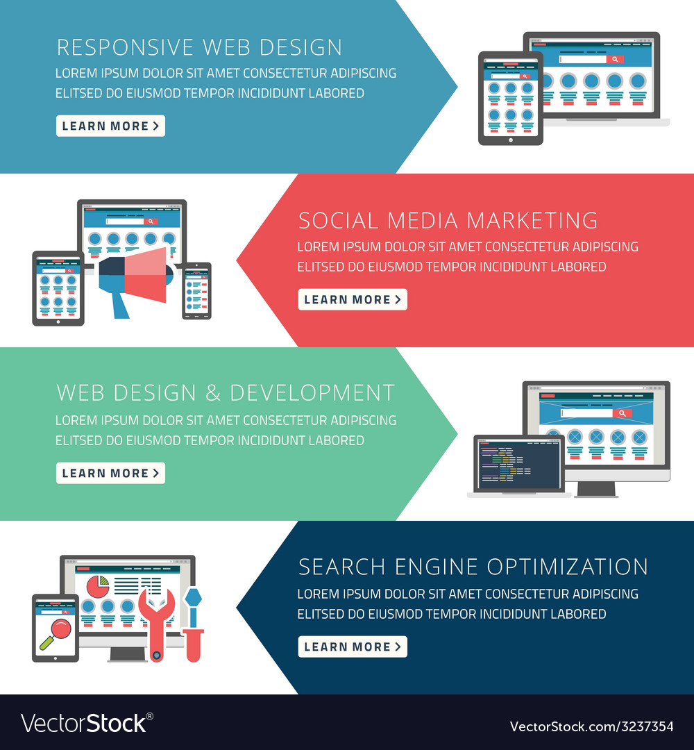 Flat design concept for responsive web