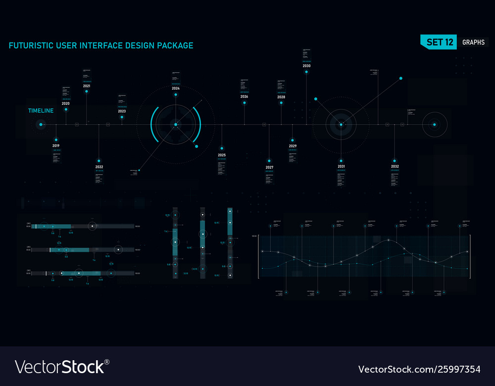 Futuristic user interface design element set 12 Vector Image
