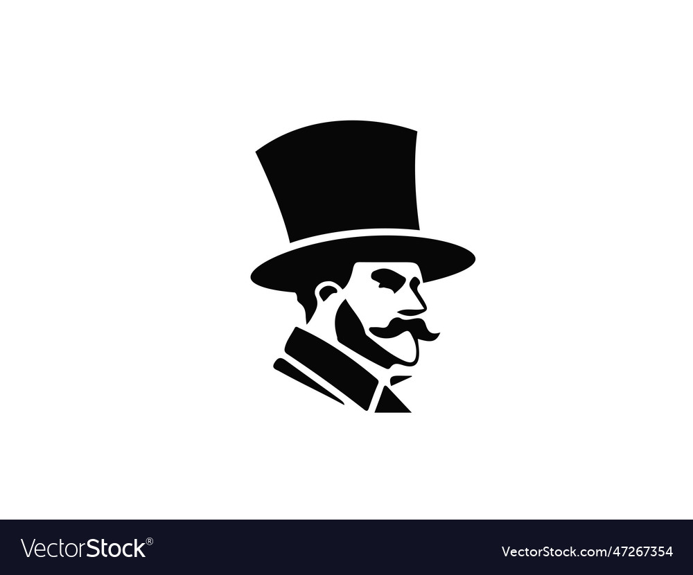 Gentleman with mustache silhouette classic logo Vector Image