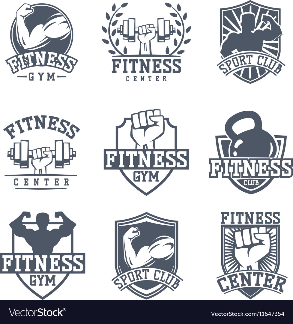 Gym fitness logo badge Royalty Free Vector Image