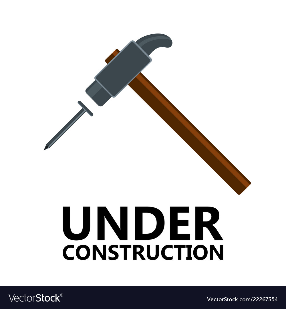 Isolated hammer icon under construction Royalty Free Vector