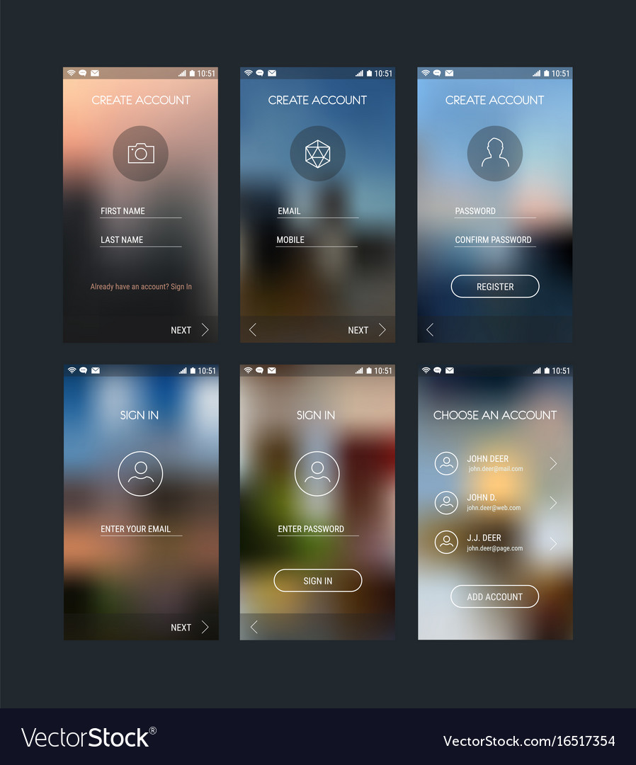 Download Mobile app ui sign in and sign up screens mockup Vector Image