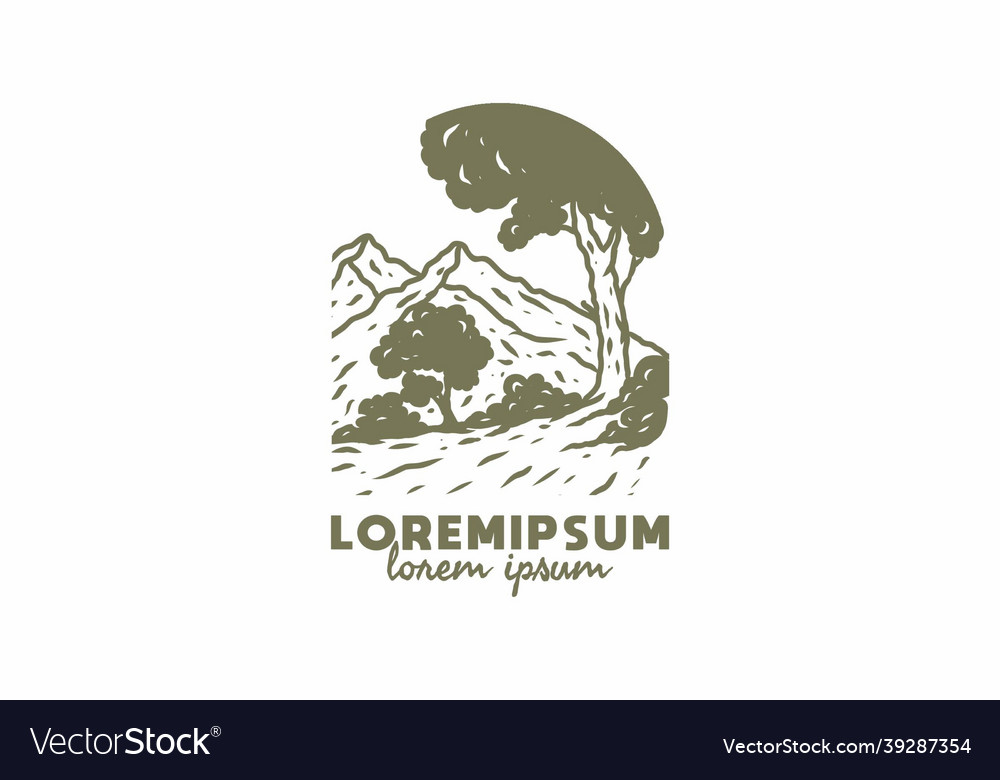 Mountain and trees drawing with lorem ipsum text Vector Image Mountain and trees drawing with lorem ipsum text
