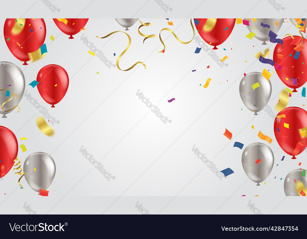 Red and white balloons confetti concept design