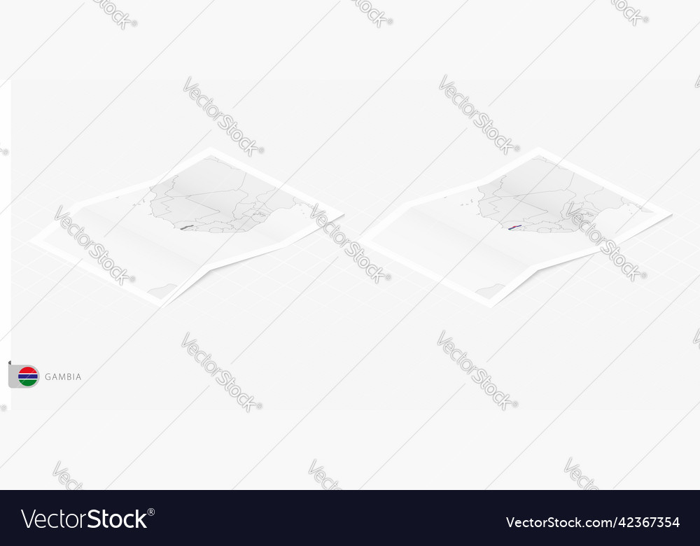 Set of two realistic map gambia with shadow