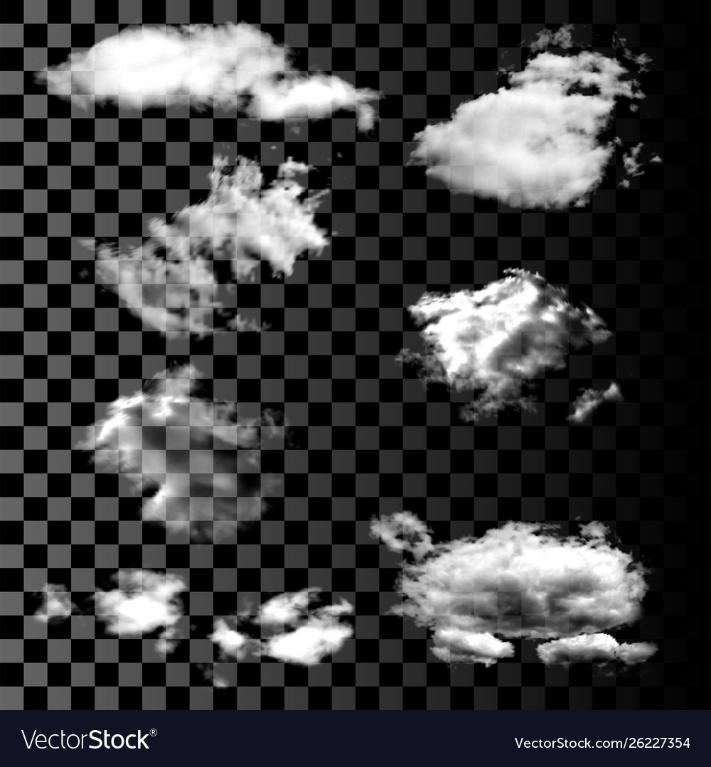 Set realistic and transparent isolated clouds vector image Set realistic and transparent isolated clouds