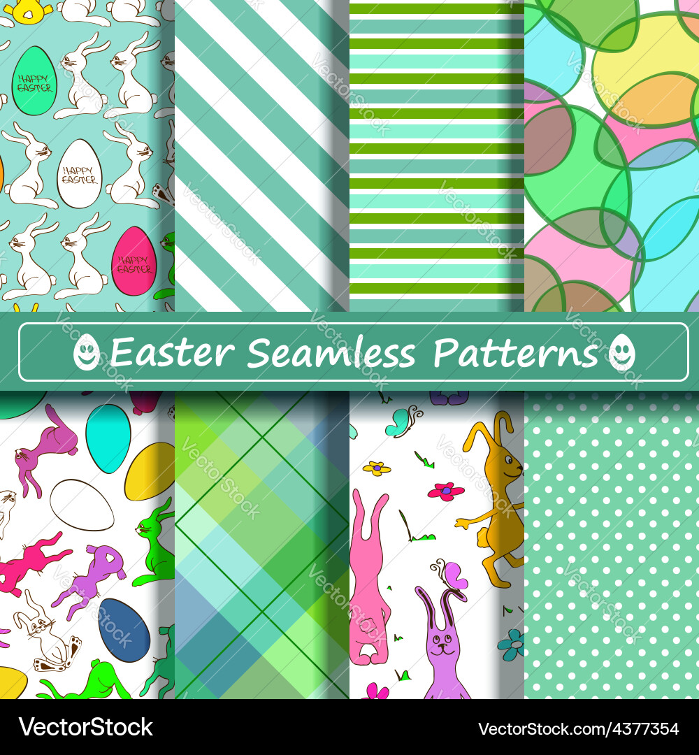 Set scrapbook easter seamless patterns Royalty Free Vector