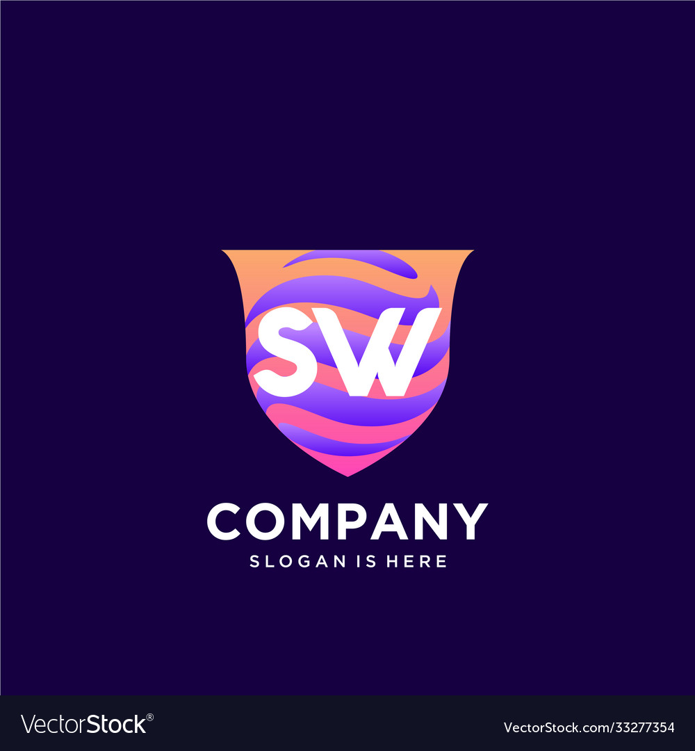 Sw initial logo with colorful template vector image Sw initial logo with colorful template