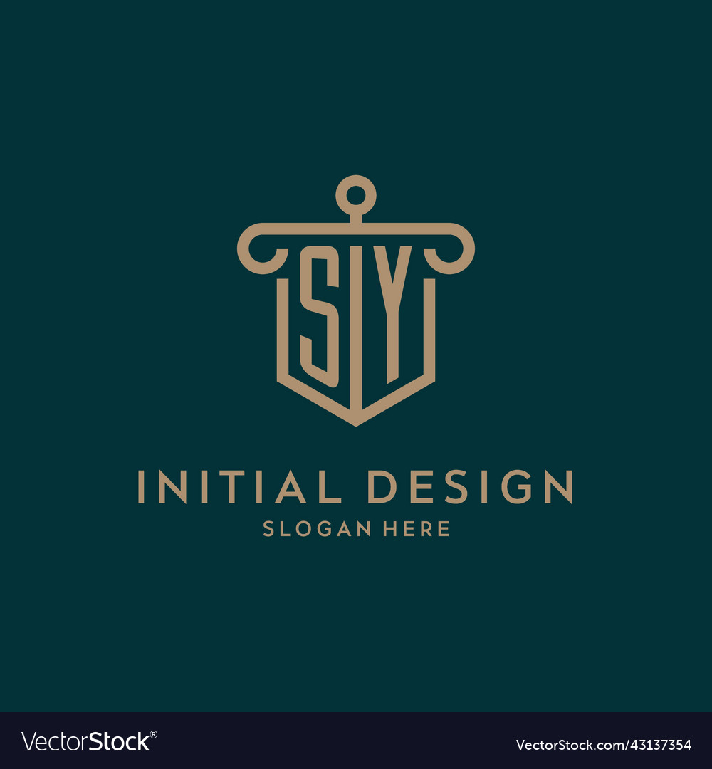 Sy monogram initial logo design with shield