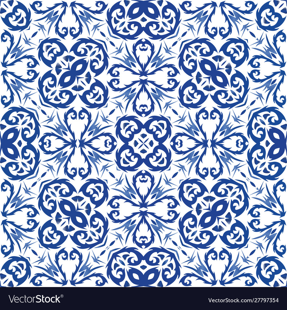 Traditional ornate portuguese azulejo Royalty Free Vector