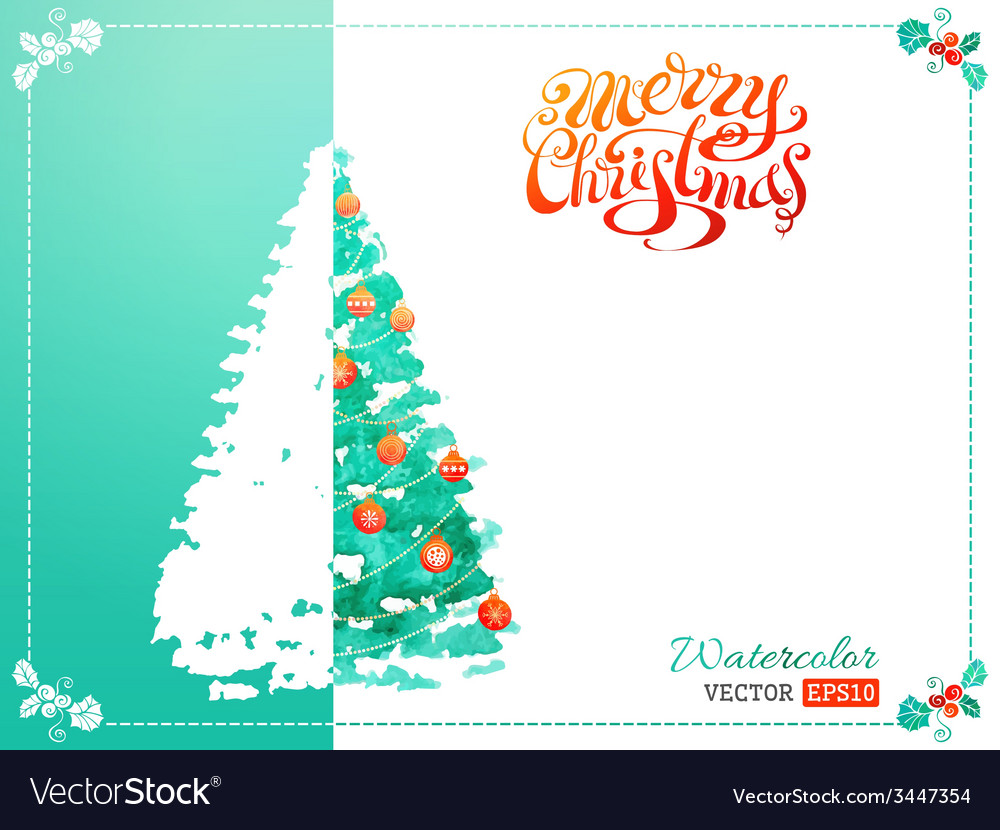 Watercolor christmas tree background
