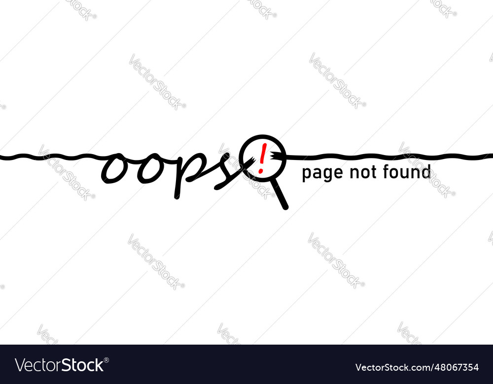 Word message oops disconnect and page not found Vector Image Word message oops disconnect and page not found