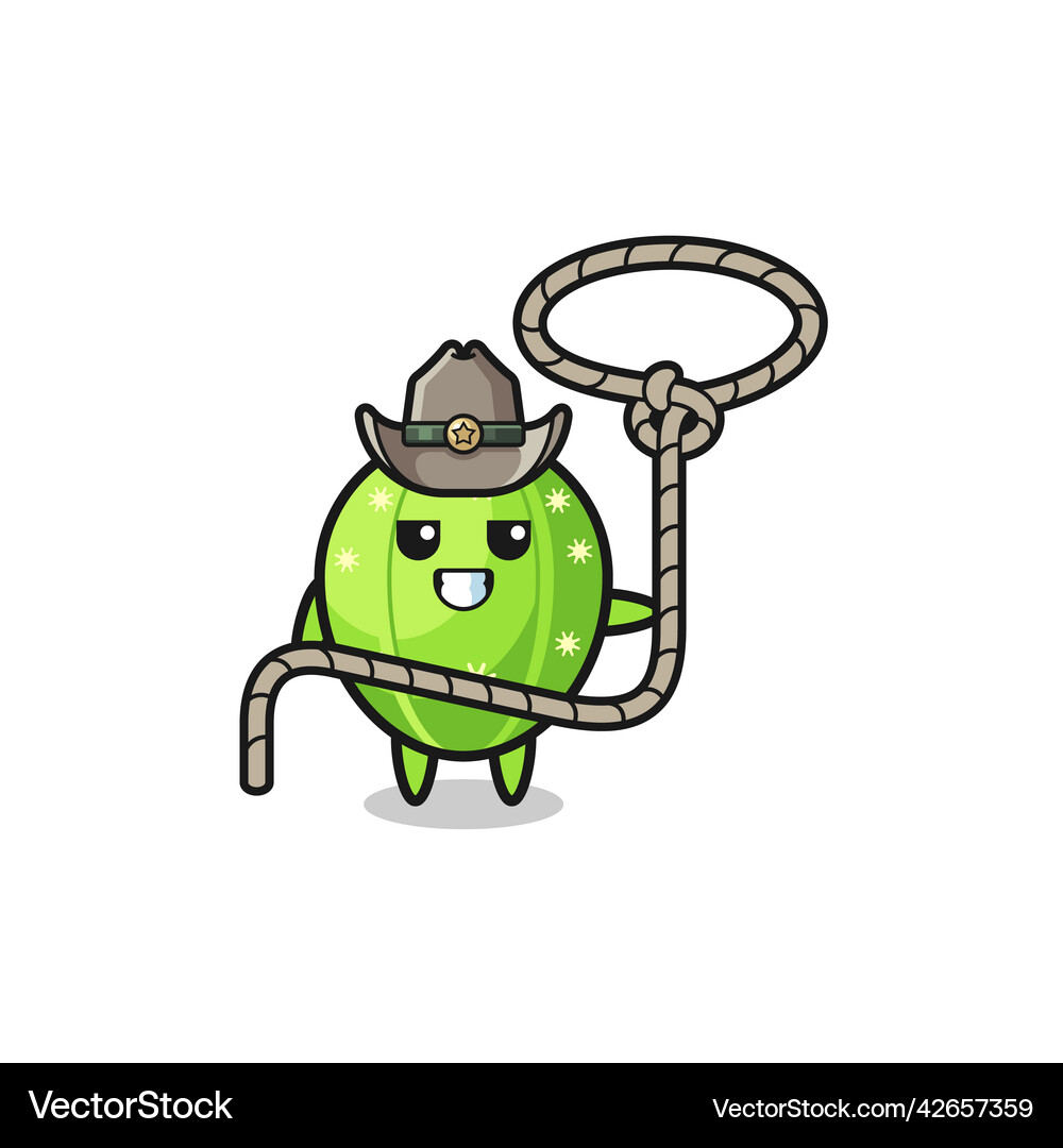 Cactus cowboy with lasso rope Royalty Free Vector Image