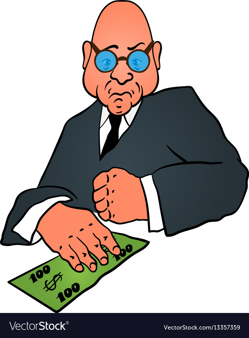 Cartoon business man in a suit with money Vector Image