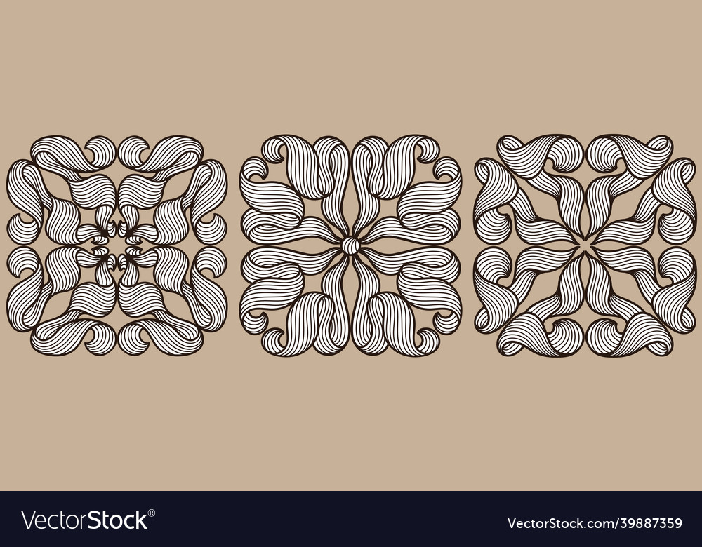 Ceramic tile pattern with wave line curls vector image Ceramic tile pattern with wave line curls