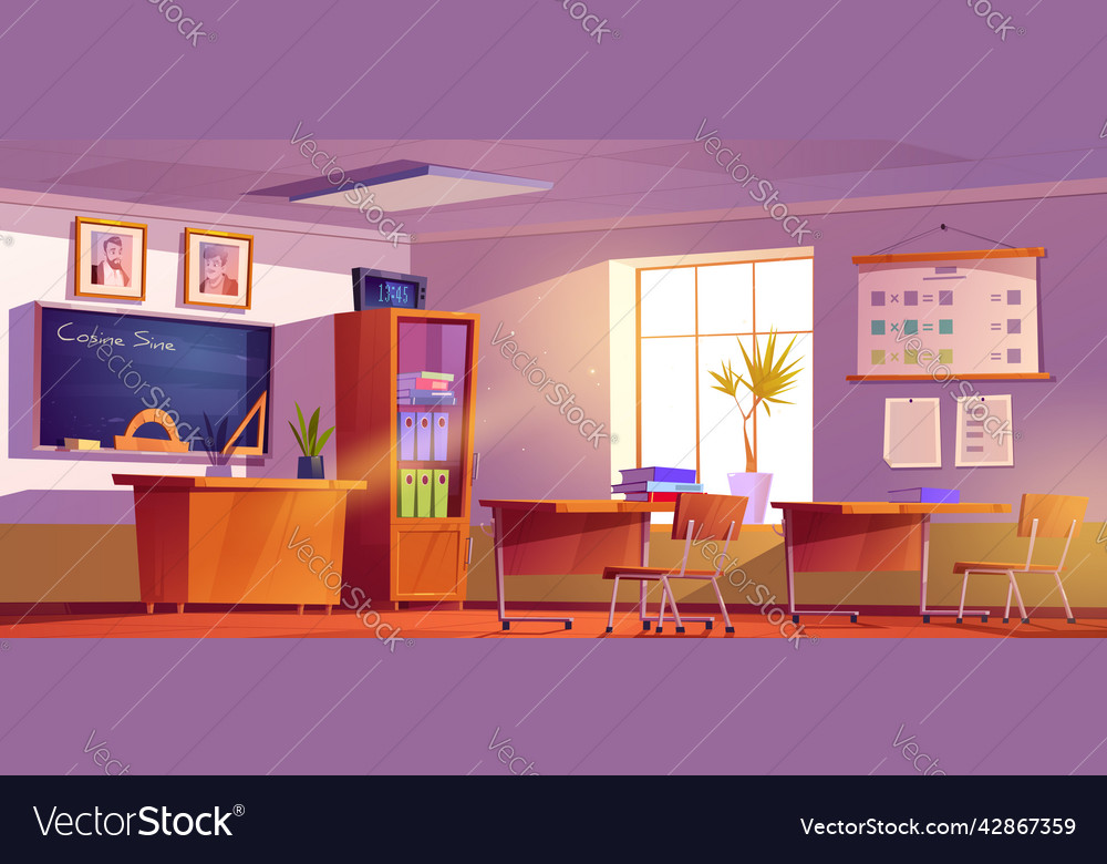 Classroom for math learning in school vector image Classroom for math learning in school