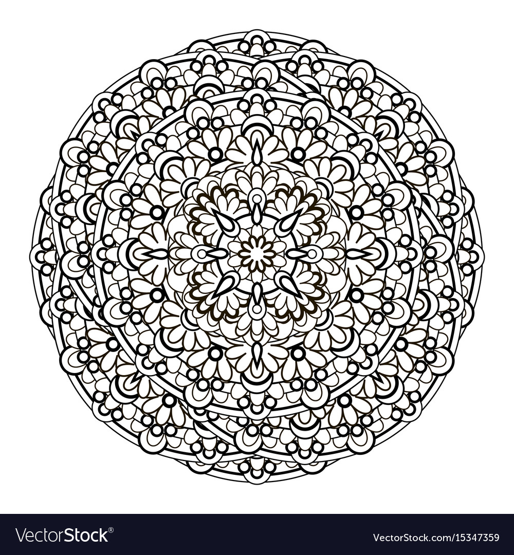 Contour monochrome mandala ethnic religious