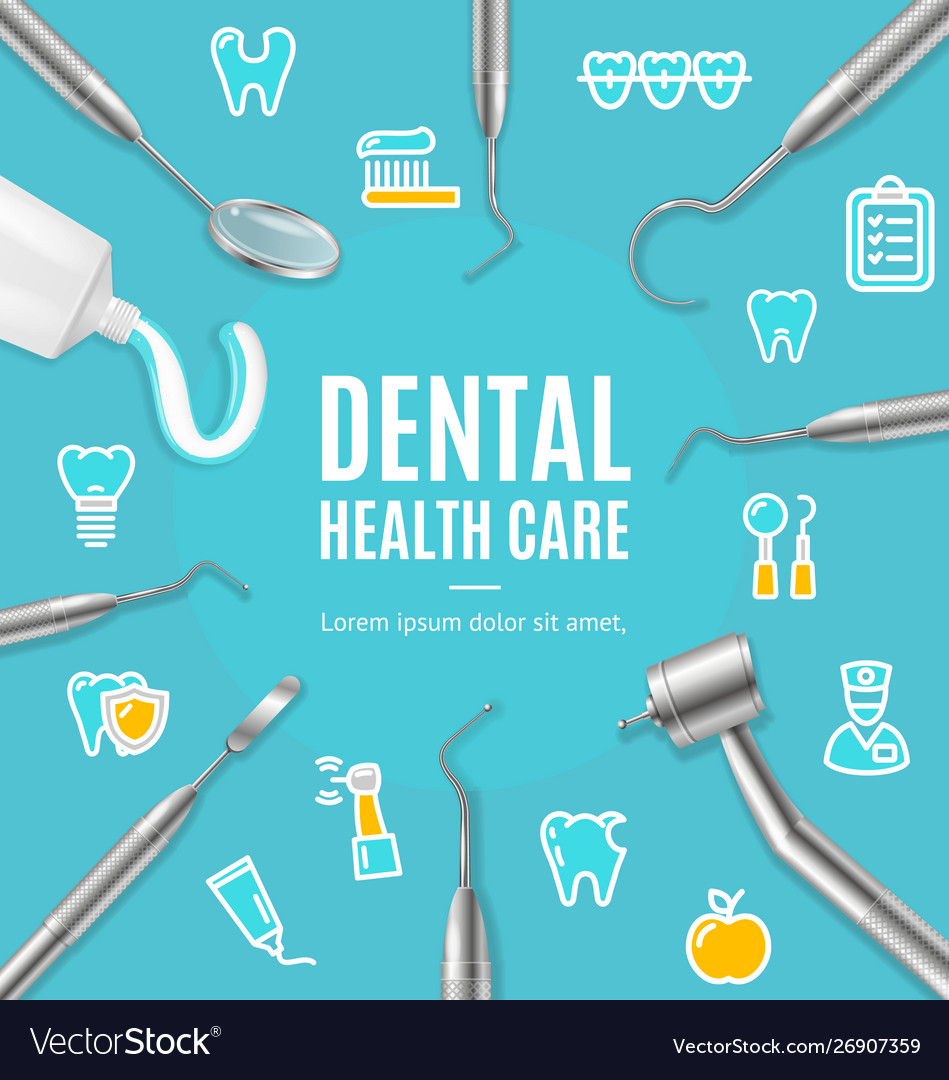 Dental Health Care Concept Banner Card With Vector Image
