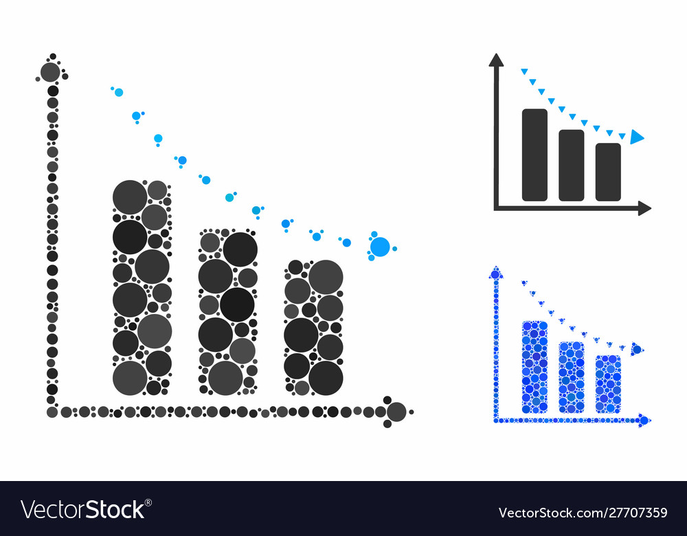 Dotted negative trend composition icon circle vector image Dotted negative trend composition icon circle
