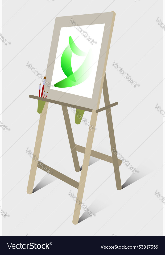 Easel for painting with brushes and a glass Vector Image