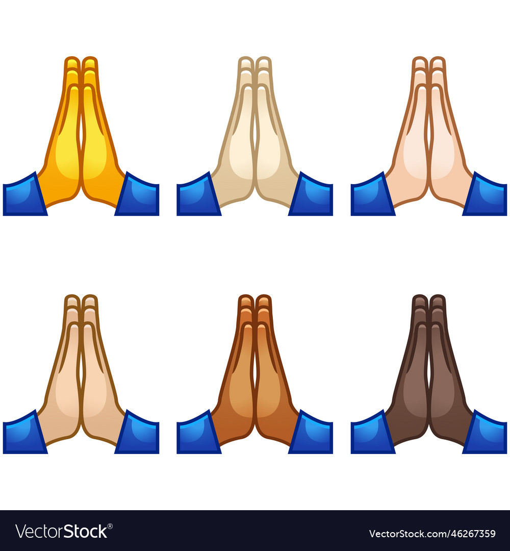 Emotional pray high five emoji hand set Royalty Free Vector