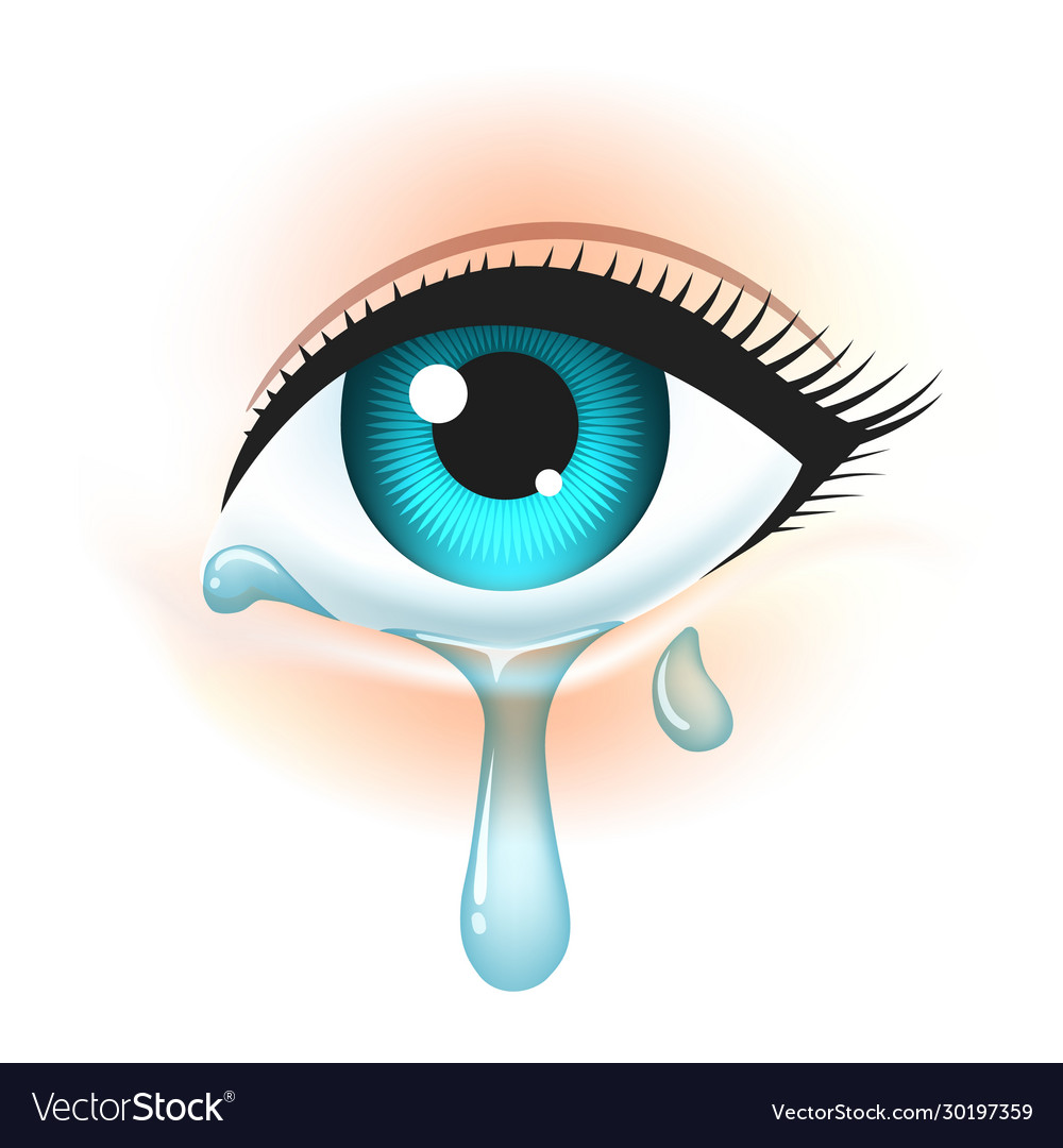 Eye with tears Royalty Free Vector Image - VectorStock