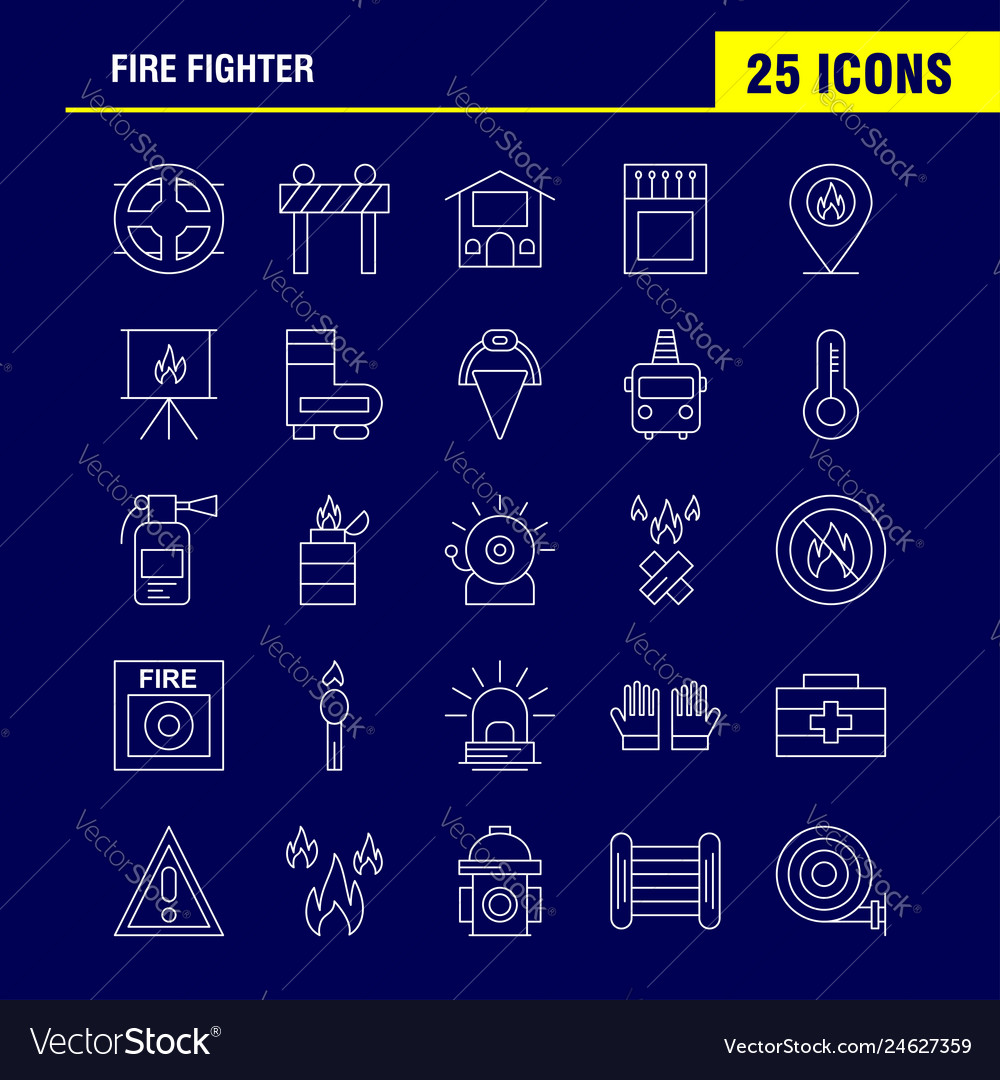 Fire fighter line icon for web print and mobile