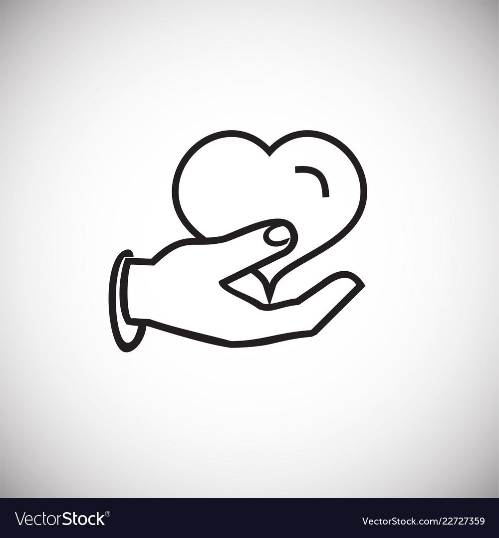Hand holding heart thin line on white background vector image Hand holding heart thin line on white background