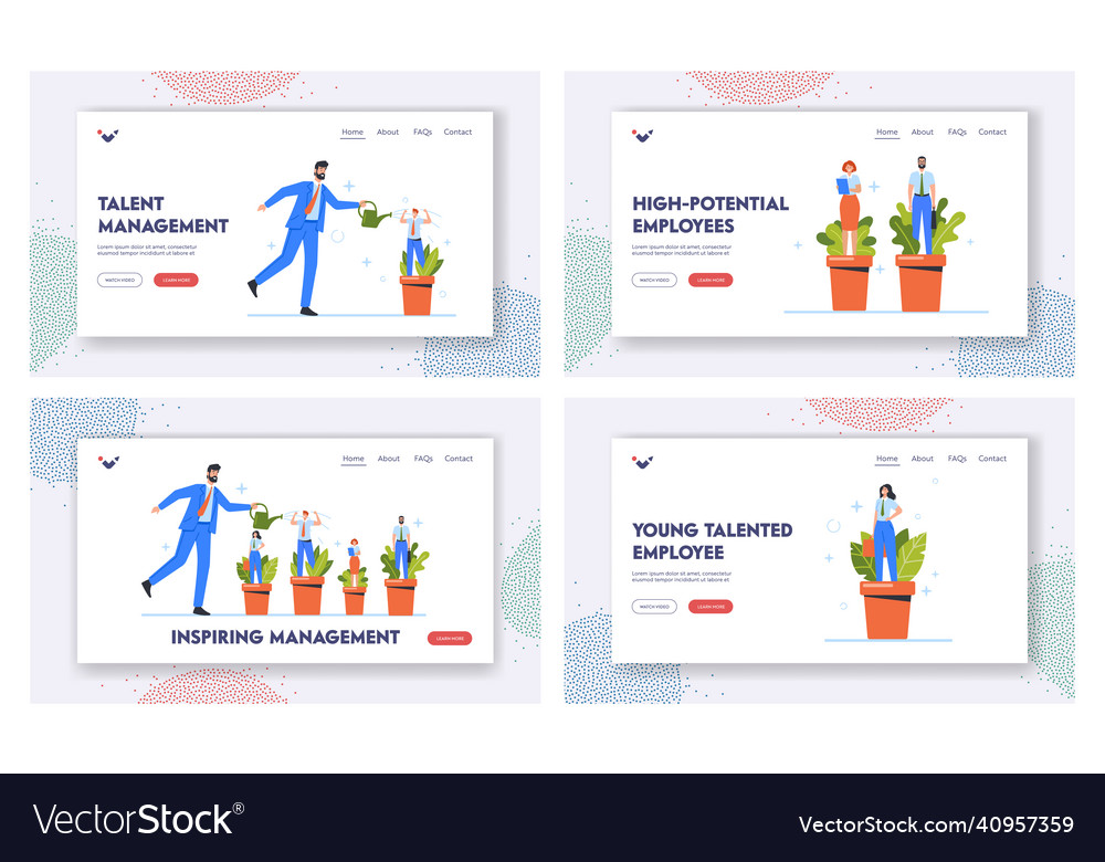 Hr human resources landing page template set vector image Hr human resources landing page template set