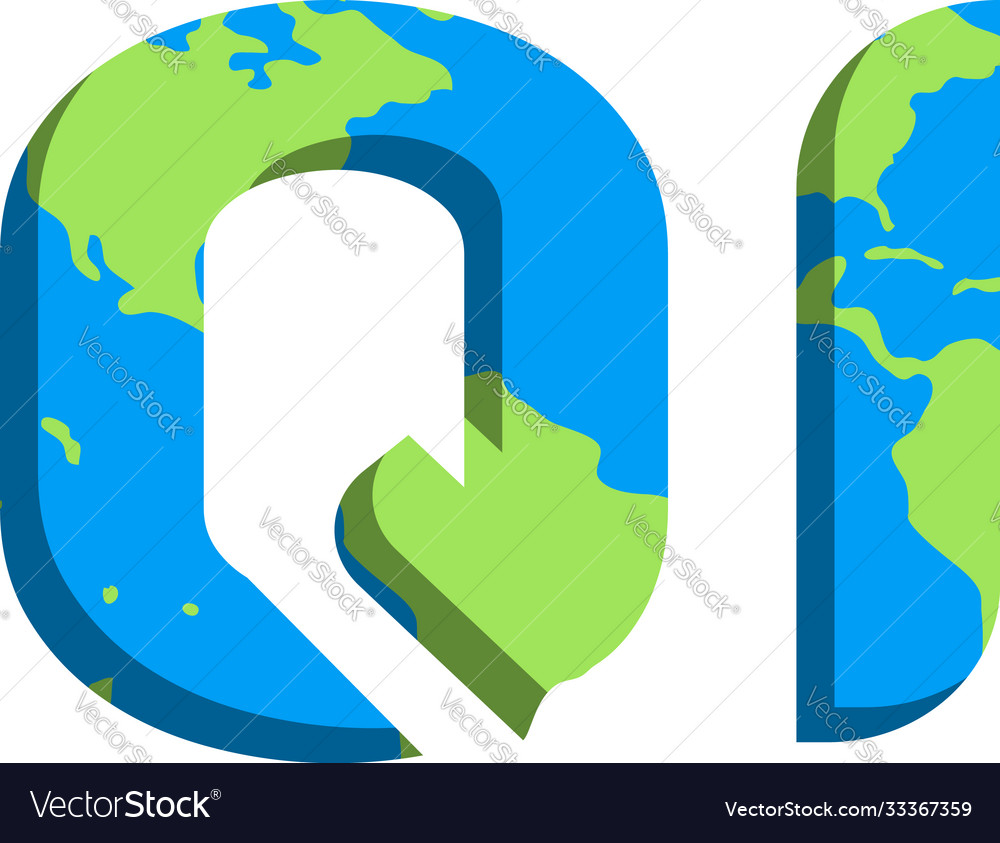 Initial qi logo design with world map style