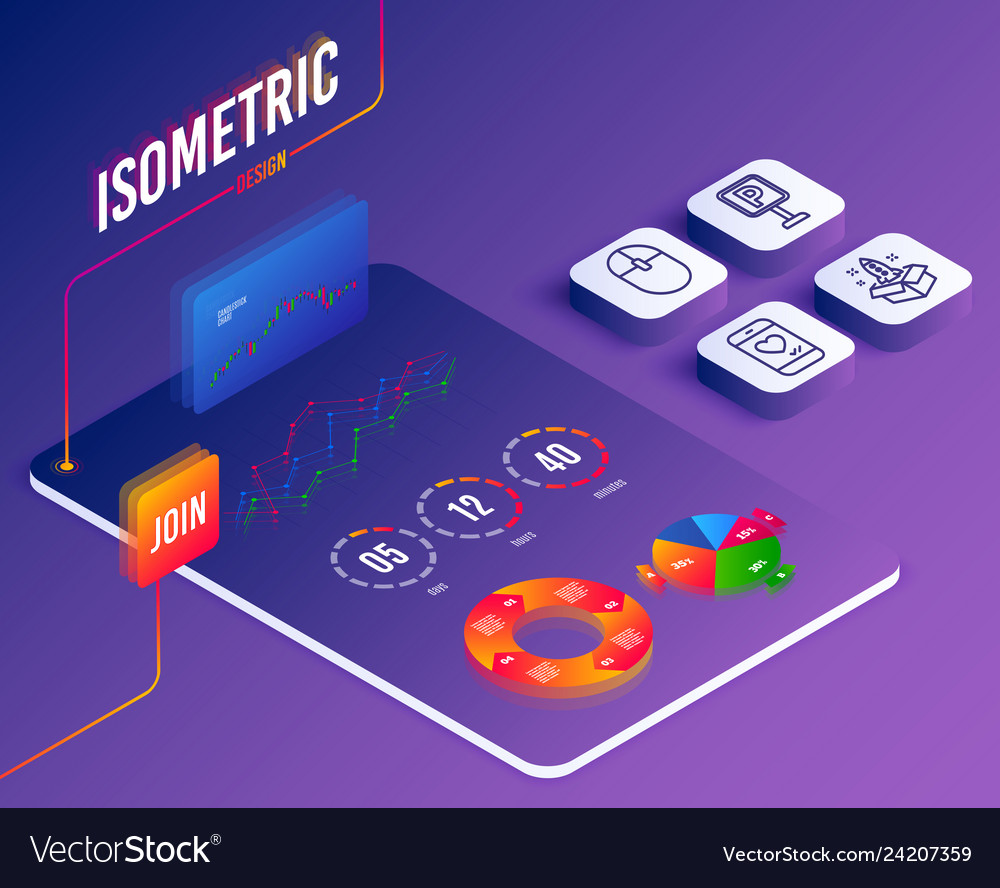 Isometric set computer mouse startup and parking vector image Isometric set computer mouse startup and parking