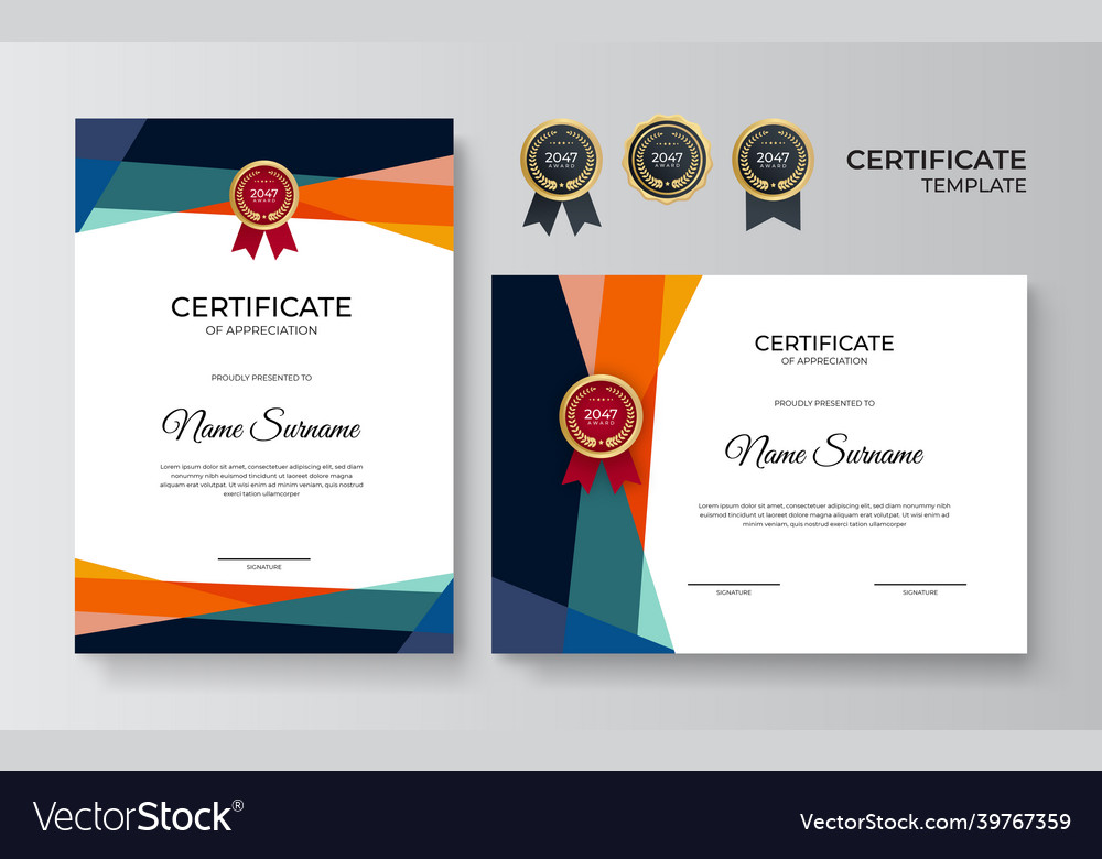 Modern elegant diploma certificate template clean Vector Image