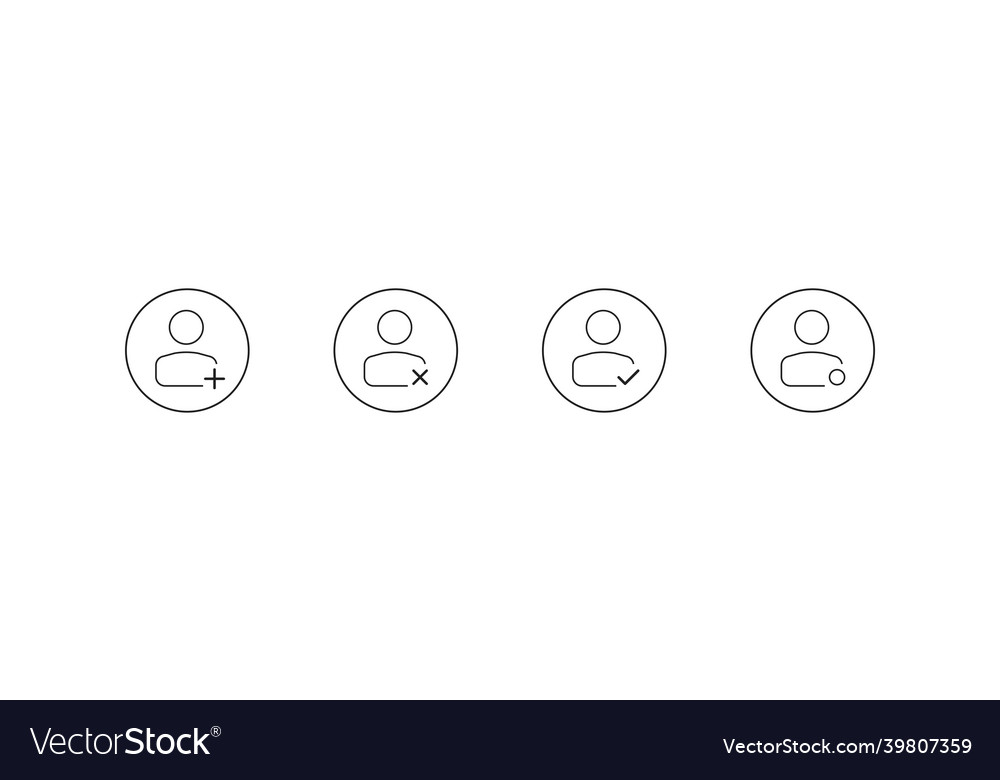 Person simple line icon set add user concept