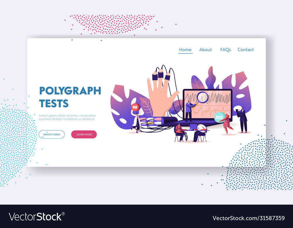 Polygraph test landing page template tiny vector image Polygraph test landing page template tiny
