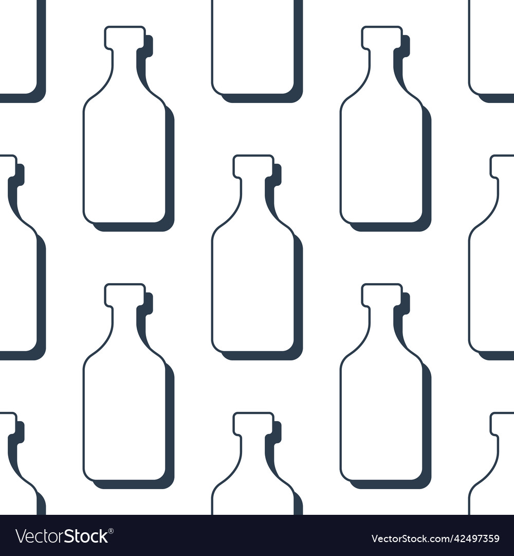Rum bottles seamless pattern line art style vector image Rum bottles seamless pattern line art style