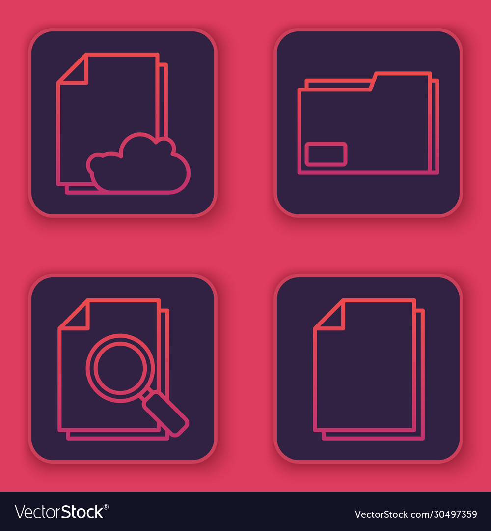 Set line cloud storage text document document vector image
