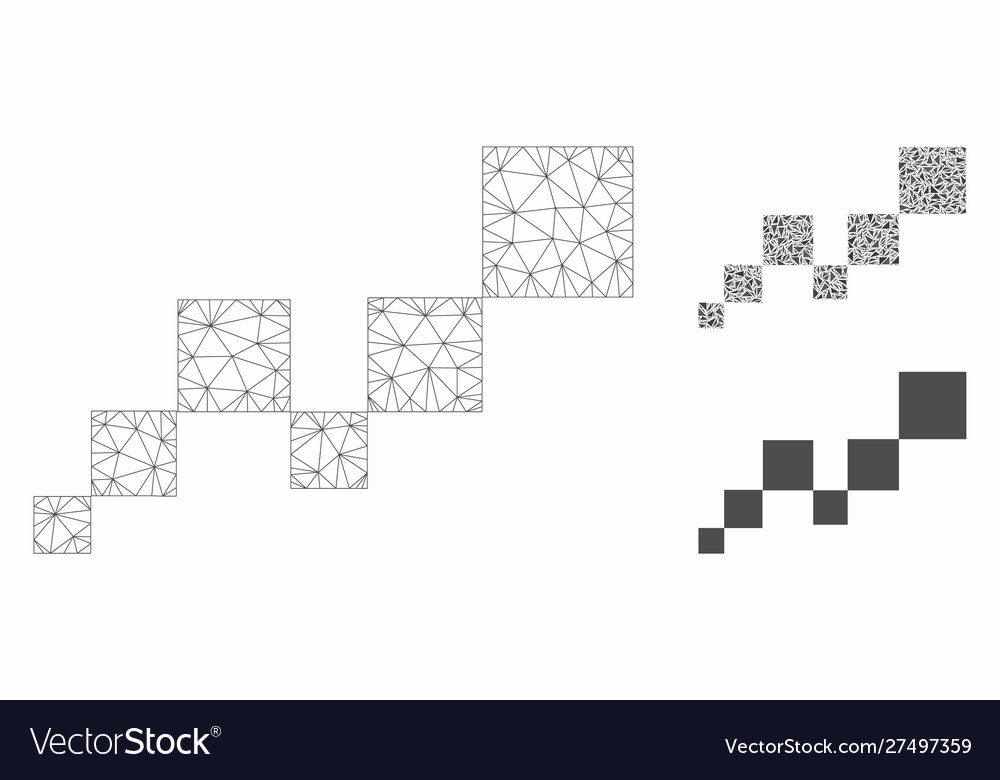 Square blockchain mesh 2d model vector image Square blockchain mesh 2d model