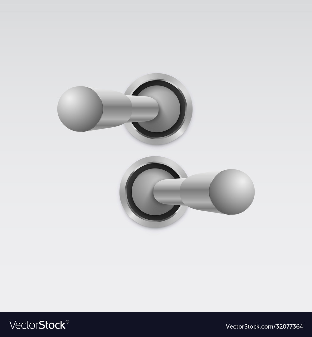 3d metallic toggle switcher on and off modes vector image 3d metallic toggle switcher on and off modes