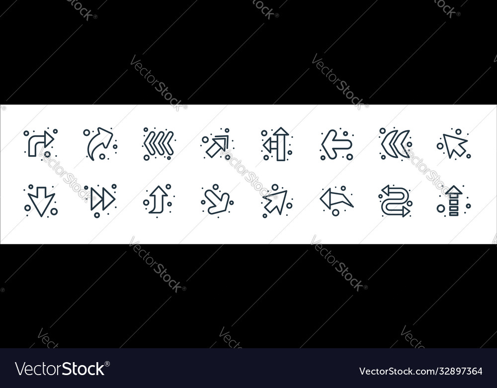 Arrows line icons linear set quality