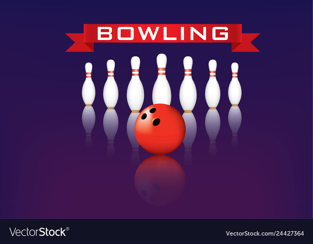 Bowling red ball pins ribbon