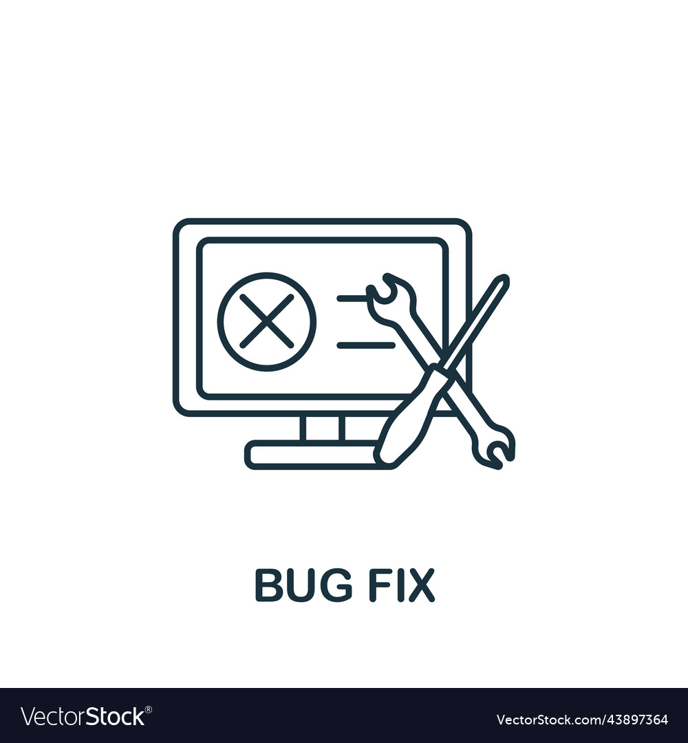 Bug fix icon monochrome simple web design vector image Bug fix icon monochrome simple web design