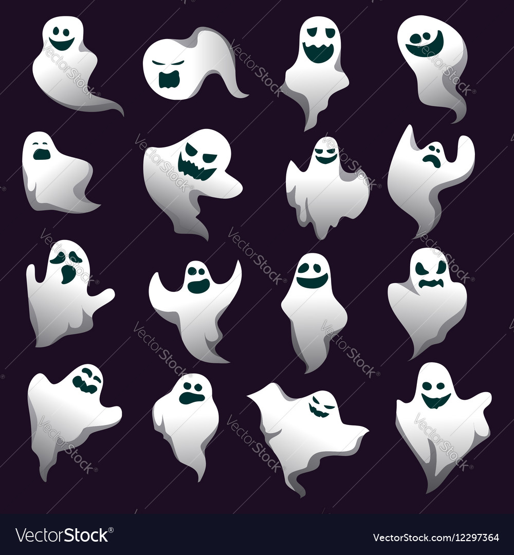 Cartoon Spooky Ghost Character Collection Spooky Vector Image