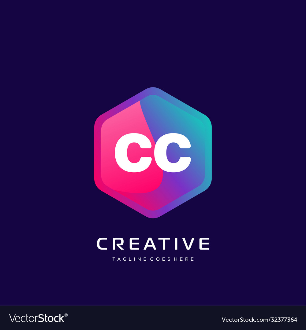 Cc initial logo with colorful template Royalty Free Vector