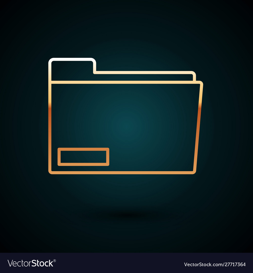 Gold line document folder icon isolated on dark Vector Image Gold line document folder icon isolated on dark
