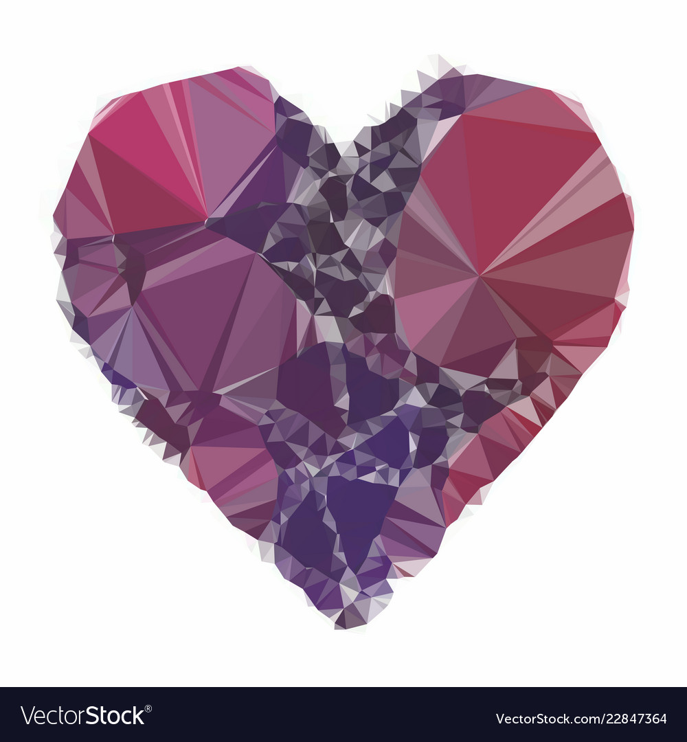 Heart triangular low poly mosaic abstract pattern vector image Heart triangular low poly mosaic abstract pattern
