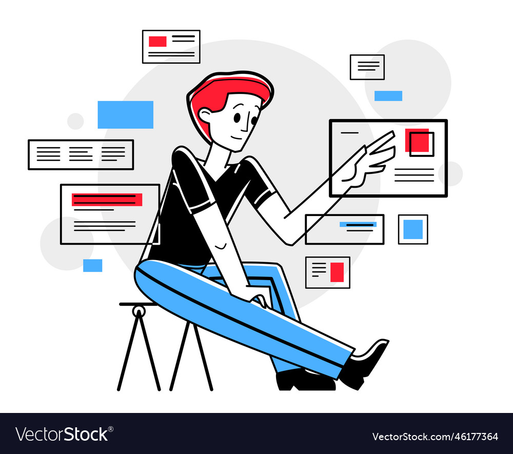 Intellectual worker making analysis of some data vector image Intellectual worker making analysis of some data