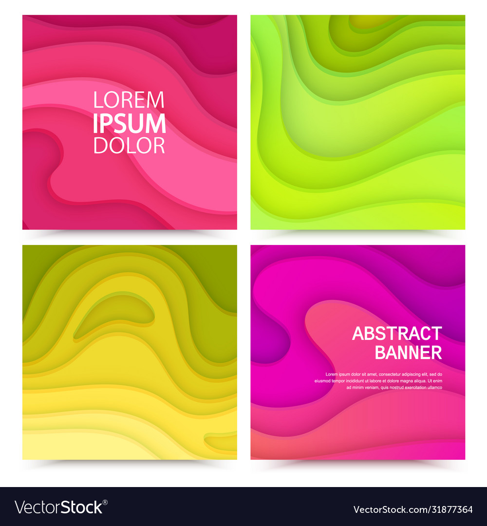 Paper cut background set with 3d abstract