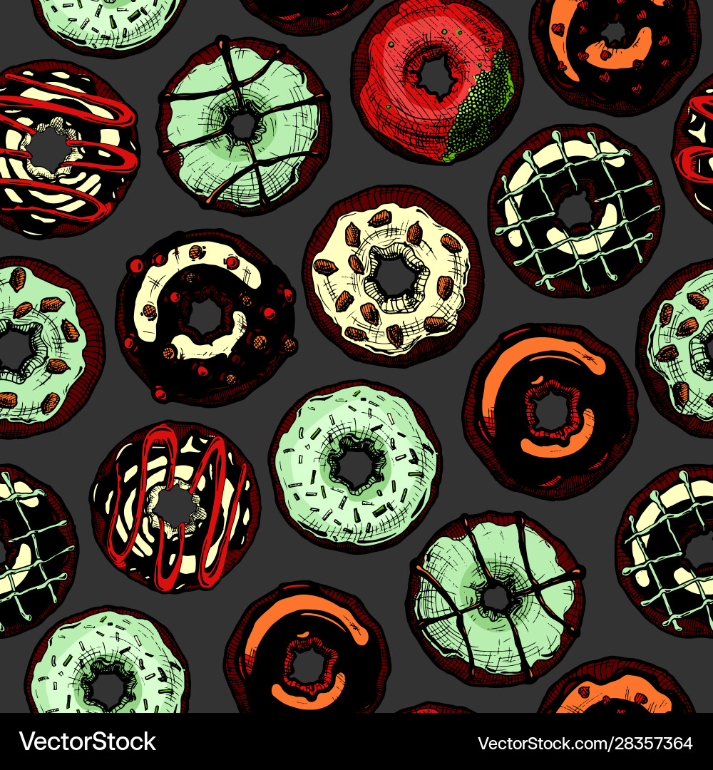 Pattern with donuts Royalty Free Vector Image - VectorStock