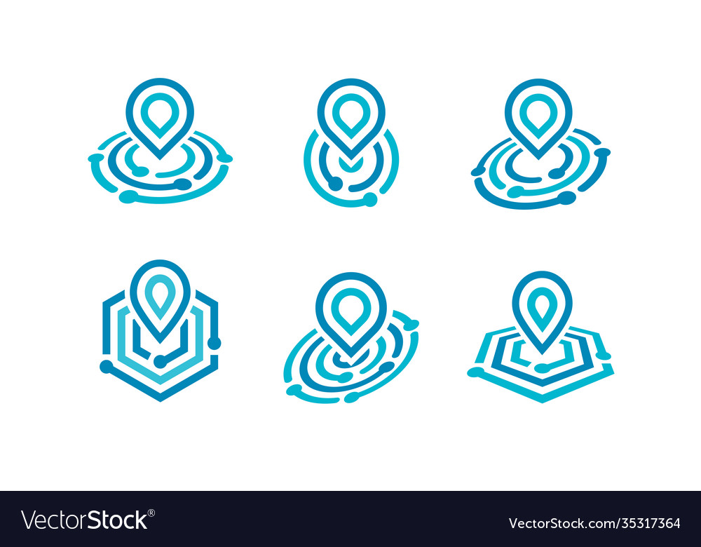 Pin on map icon set radar abstract button vector image Pin on map icon set radar abstract button