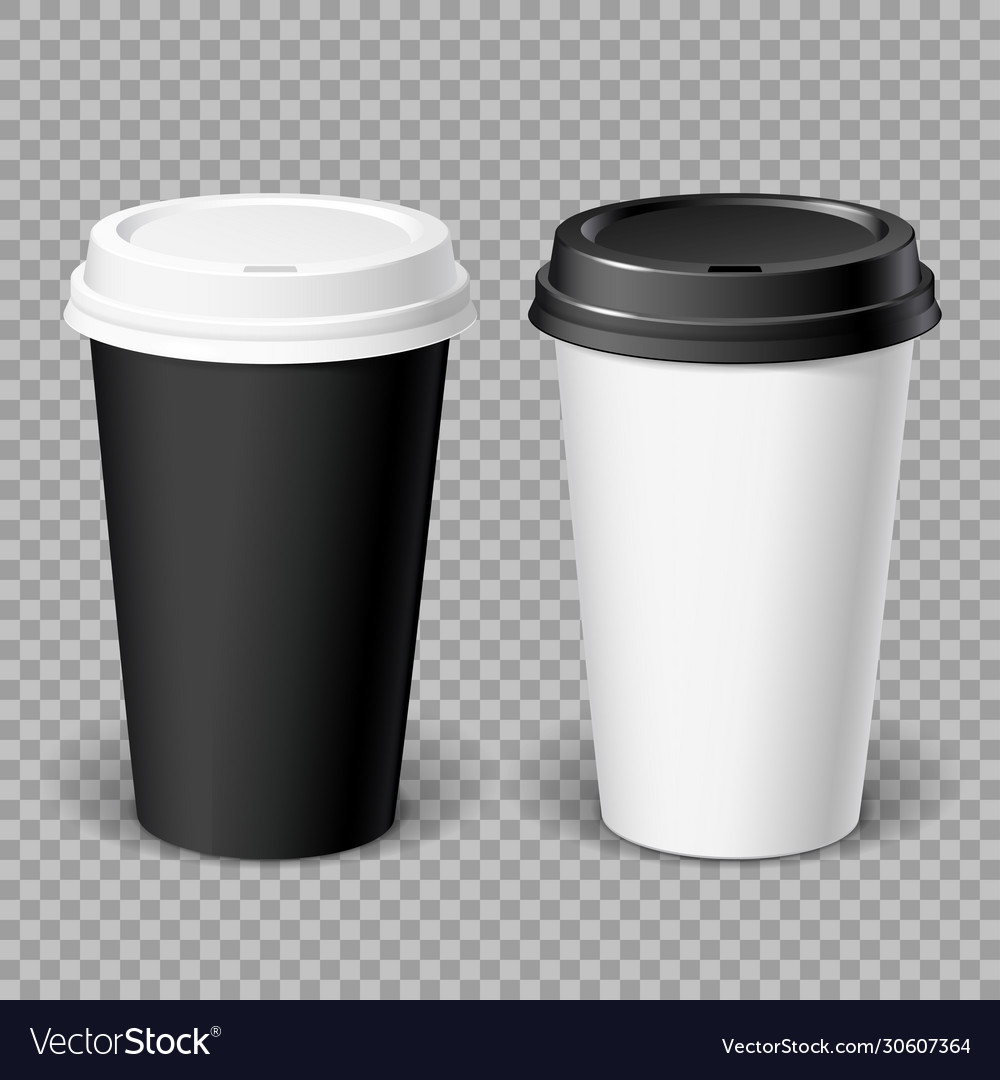 Realistics black and white disposable papers cups Vector Image